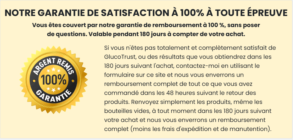 GlucoTrust garantie remboursement 180 jours